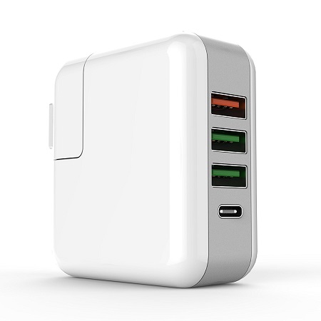 4-Port Fast Charging, Quick Charger 3.0 USB Wall Charger with Smart lC Tech