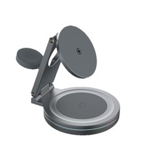360 Rotation 3-in-1 Wireless Stand Metal Folding Mobile Phone Magnetic Charger