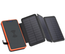 Folding solar panel power bank with light